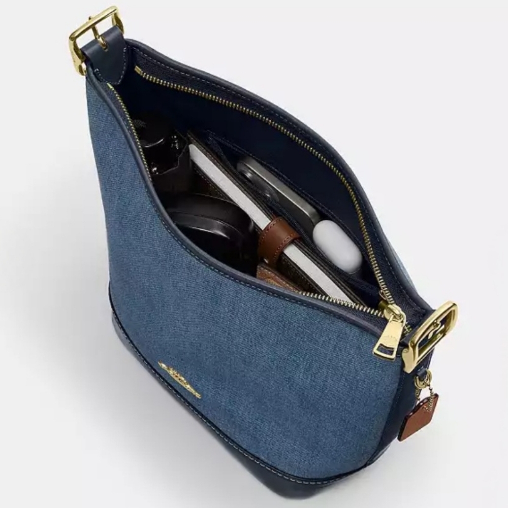 🔥COACH Signature Denim & Leather Jude Duffle, Gold Hardware, NEW W/TAGS! - Picture 7 of 7